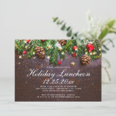 Zweigniederlassung Pine Cone Rustic Holiday Weihna Einladung (Stehend Vorderseite)