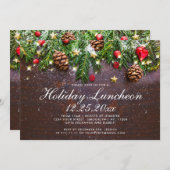 Zweigniederlassung Pine Cone Rustic Holiday Weihna Einladung (Vorne/Hinten)