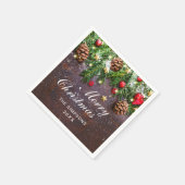 Zweigniederlassung Pine Cones Rustic Frohe Weihnac Serviette (Ecke)