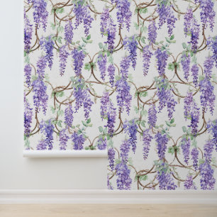 Zweigniederlassung Vintag Wisteria Blume Lila Grün Tapete