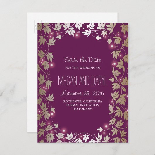 Zweigniederlassungen in Pflaumen und Goldgärten Sa Ankündigungspostkarte (Vorne/Hinten)