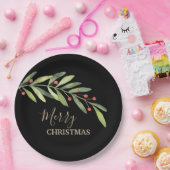 Zweigstelle Berries an Schwarzen Weihnachten Pappteller (Party)