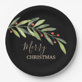 Zweigstelle Berries an Schwarzen Weihnachten Pappteller (Vorderseite)