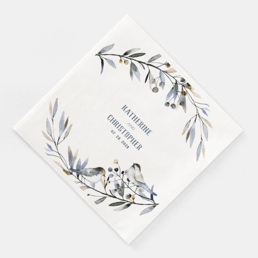 Zweigstelle Berries & Birds Wedding Serviette (Ecke)