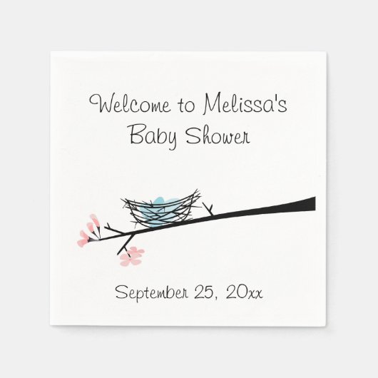 Zweigstelle Blossom und Nest Baby Dusche Napkins Serviette (Vorderseite)
