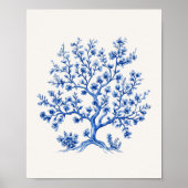 Zweigstelle Blue Coral - Coastal Blue auf Beige Poster (Vorne)