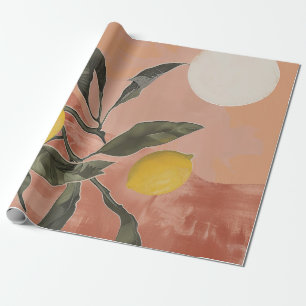 Zweigstelle Boho Lemon mit Sun Minimalistisch Abst Geschenkpapier