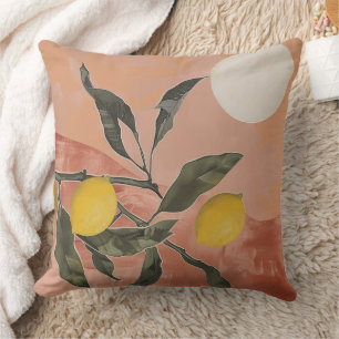 Zweigstelle Boho Lemon mit Sun Minimalistisch Abst Kissen