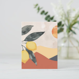 Zweigstelle Boho Lemon mit Sun Minimalistisch Abst Postkarte