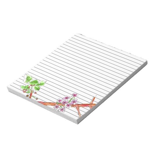 Zweigstelle Cherry Blossom Tree Botanical Lined Notizblock (Rotiert)