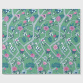 Zweigstelle der Peony auf Green Geschenkpapier (Flach)