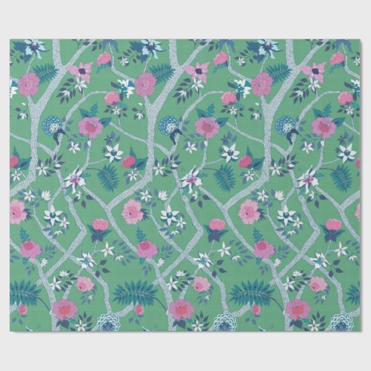 Zweigstelle der Peony auf Green Geschenkpapier (Flach)