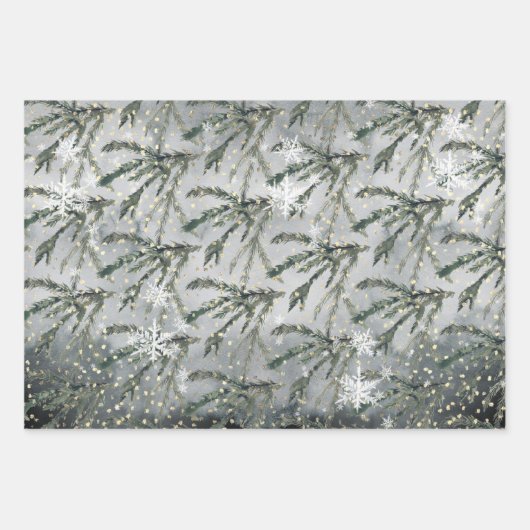 Zweigstelle des grauen Winterspruce unter dem gold Geschenkpapier Set (Vorderseite 2)