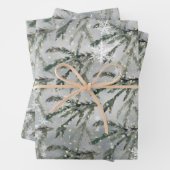 Zweigstelle des grauen Winterspruce unter dem gold Geschenkpapier Set (Beispiel)