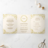 Zweigstelle für Creme und Gold-Leaf Dreifach Gefaltete Einladung (Innenseite)