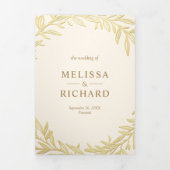 Zweigstelle für Creme und Gold-Leaf Dreifach Gefaltete Einladung (Cover)