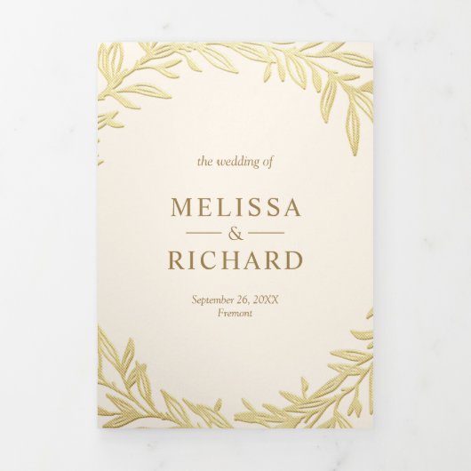 Zweigstelle für Creme und Gold-Leaf Dreifach Gefaltete Einladung (Cover)