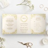 Zweigstelle für Creme und Gold-Leaf Dreifach Gefaltete Einladung