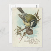 Zweigstelle für Vintage Vögel und Kiefern Postkarte (Vorne/Hinten)