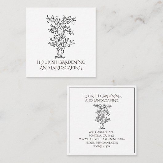 Zweigstelle Gardener Landscaper Obstbaum Quadratische Visitenkarte (Vorne/Hinten)