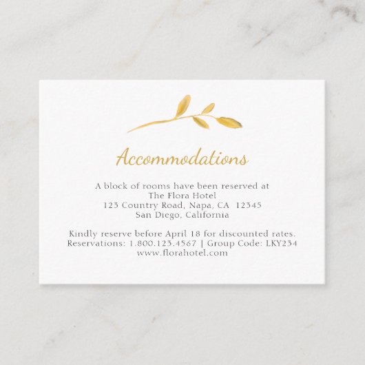 Zweigstelle Gold Airy. Elegante stilvolle Unterkun Begleitkarte (Vorderseite)