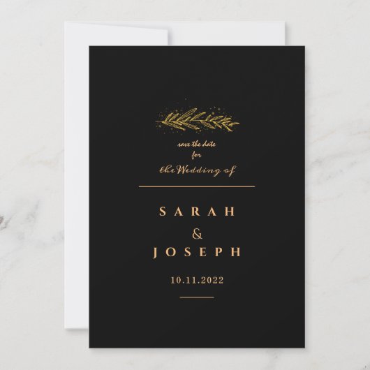 Zweigstelle Goldenes Leaf Glitzern Elegante Hochze Save The Date (Vorderseite)