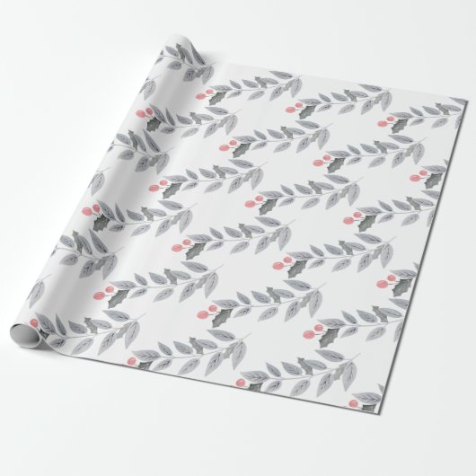 Zweigstelle Holiday Berry Leaf Geschenkpapier (Ungerollt)