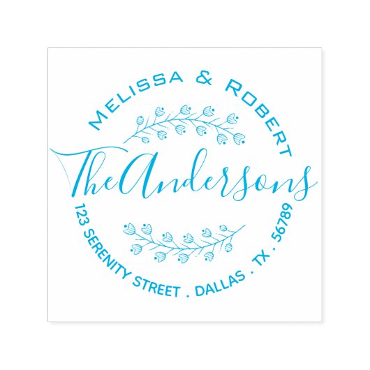 Zweigstelle-Kranz-Sitzadresse mit Bloral-Schattier Permastempel (Design)