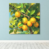 Zweigstelle Lemon Tree mit hellgelben Früchten Leinwanddruck (Insitu (Holzboden))
