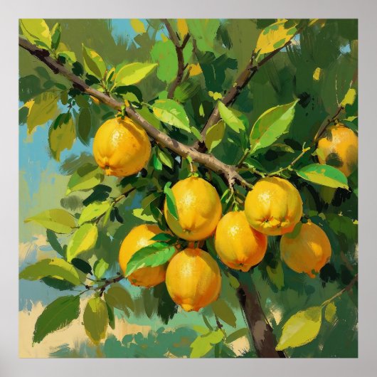 Zweigstelle Lemon Tree mit hellgelben Früchten Poster (Vorne)