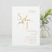 Zweigstelle Minimalistisch White and Gold Moderne  Einladung (Stehend Vorderseite)