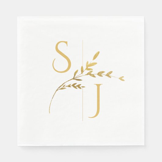 Zweigstelle Minimalistisch White and Gold Moderne Serviette (Vorderseite)