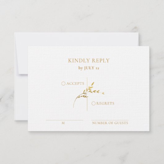Zweigstelle Minimalistische White and Gold Wedding RSVP Karte (Vorderseite)