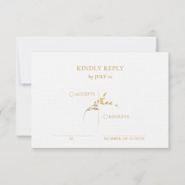 Zweigstelle Minimalistische White and Gold Wedding RSVP Karte