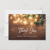 Zweigstelle Mistletoe Rustikaler Weihnachtsgrüße Dankeskarte (Vorderseite)