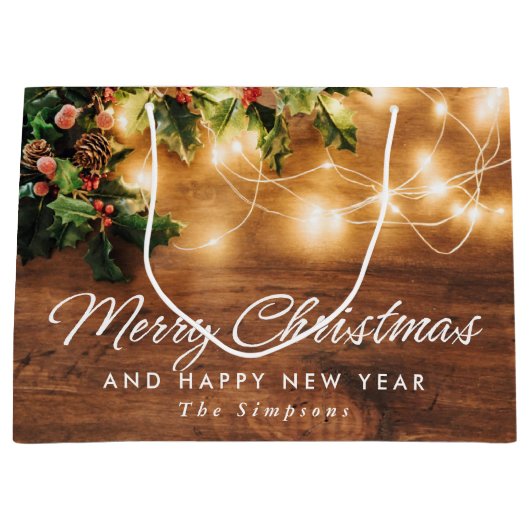 Zweigstelle Mistletoe Rustikaler Weihnachtsurlaub Große Geschenktüte (Vorderseite)