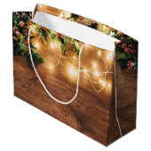 Zweigstelle Mistletoe Rustikaler Weihnachtsurlaub Große Geschenktüte (Rückseite Schrägansicht)