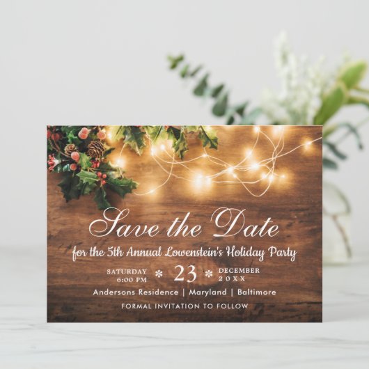 Zweigstelle Mistletoe Rustikales Weihnachtsfest Pa Einladung (Stehend Vorderseite)