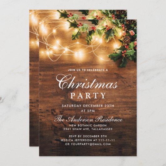 Zweigstelle Mistletoe Rustikales Weihnachtsfest Pa Einladung (Vorne/Hinten)