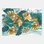 Zweigstelle mit goldenen Blätter Ginko Biloba (Vorderseite 2)