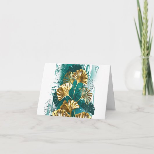 Zweigstelle mit goldenen Blätter Ginko Biloba (Vorderseite)