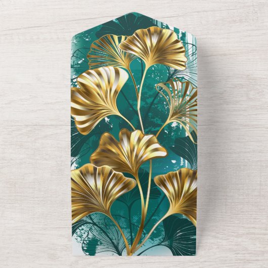 Zweigstelle mit goldenen Blätter Ginko Biloba All In One Einladung (Außenbereich)