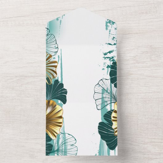 Zweigstelle mit goldenen Blätter Ginko Biloba All In One Einladung (Innen Boden)