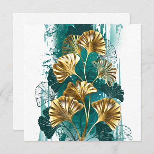 Zweigstelle mit goldenen Blätter Ginko Biloba Ankündigung (Vorne/Hinten)