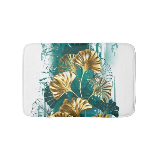 Zweigstelle mit goldenen Blätter Ginko Biloba Badematte (Vorderseite)