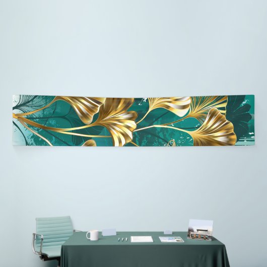 Zweigstelle mit goldenen Blätter Ginko Biloba Banner (Messeveranstaltung)