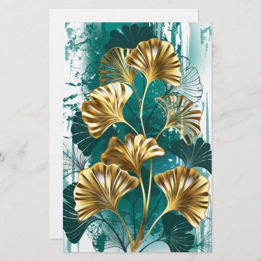 Zweigstelle mit goldenen Blätter Ginko Biloba Briefpapier (Vorne/Hinten)