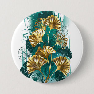 Zweigstelle mit goldenen Blätter Ginko Biloba Button