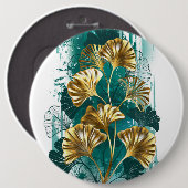 Zweigstelle mit goldenen Blätter Ginko Biloba Button (Vorne & Hinten)