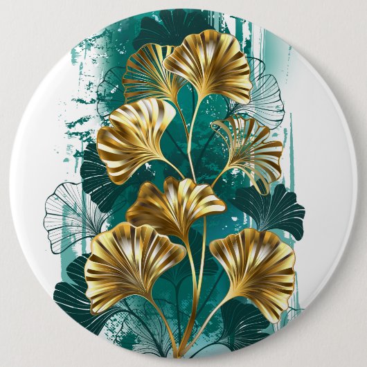 Zweigstelle mit goldenen Blätter Ginko Biloba Button (Vorderseite)